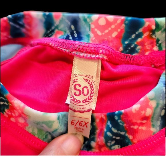 BEACH VIBES Swim Bikini and Rashguard Top Pink Tie Dye Girls 4/5 JJ1963 - Picture 9 of 12